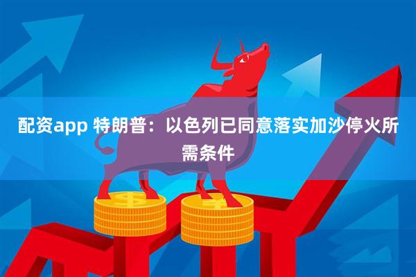 配资app 特朗普：以色列已同意落实加沙停火所需条件